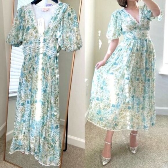 New Rococo Sand Elan midi Dress Teal size S - Picture 15 of 15